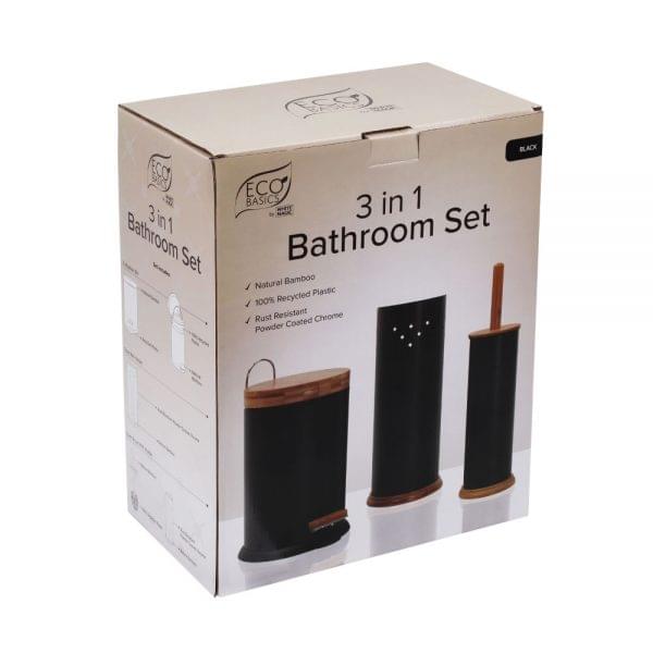 3 in 1 Bathroom Set Black